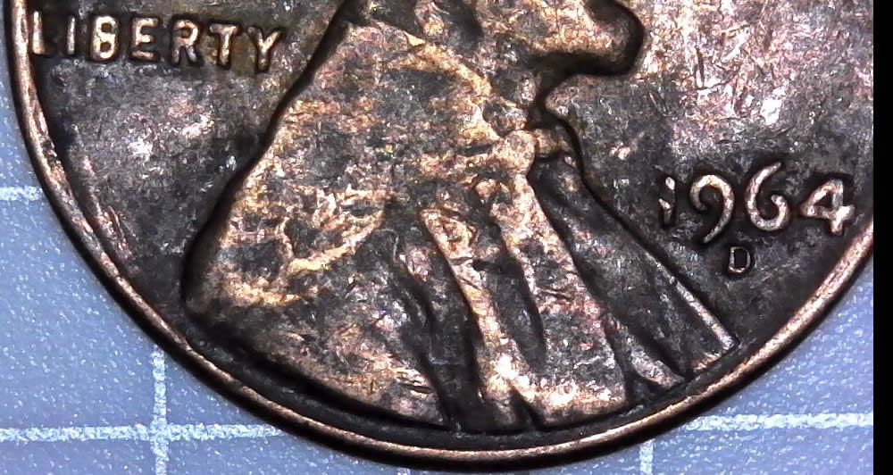 1964-D-Lincoln-Memorial-Cent-With-Huge-Struck-Through!